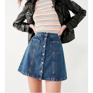 BDG Denim Button Front Skirt with Pockets